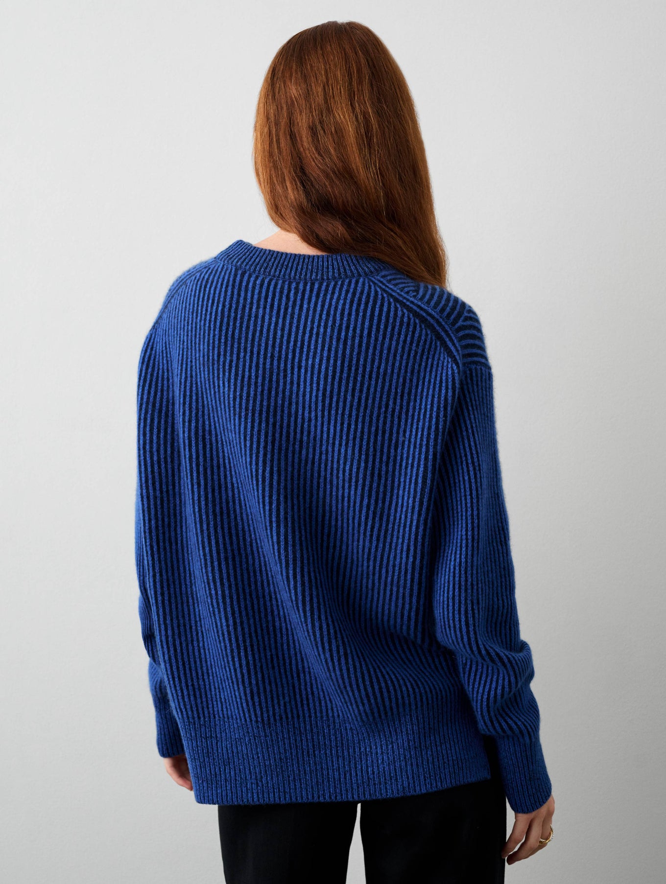 Cashmere Two Toned Ribbed Crewneck