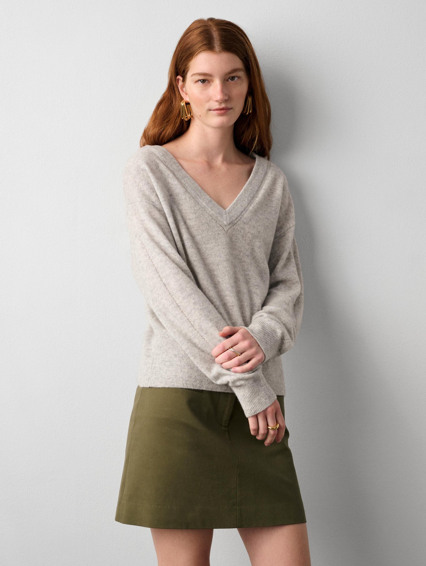 Cashmere Double V Neck