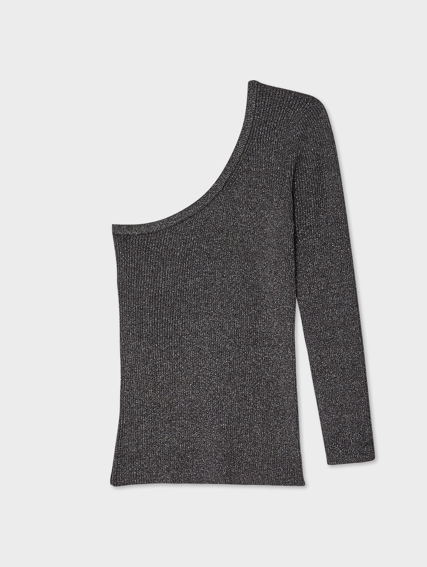 Metallic Shine Ribbed One Shoulder Top