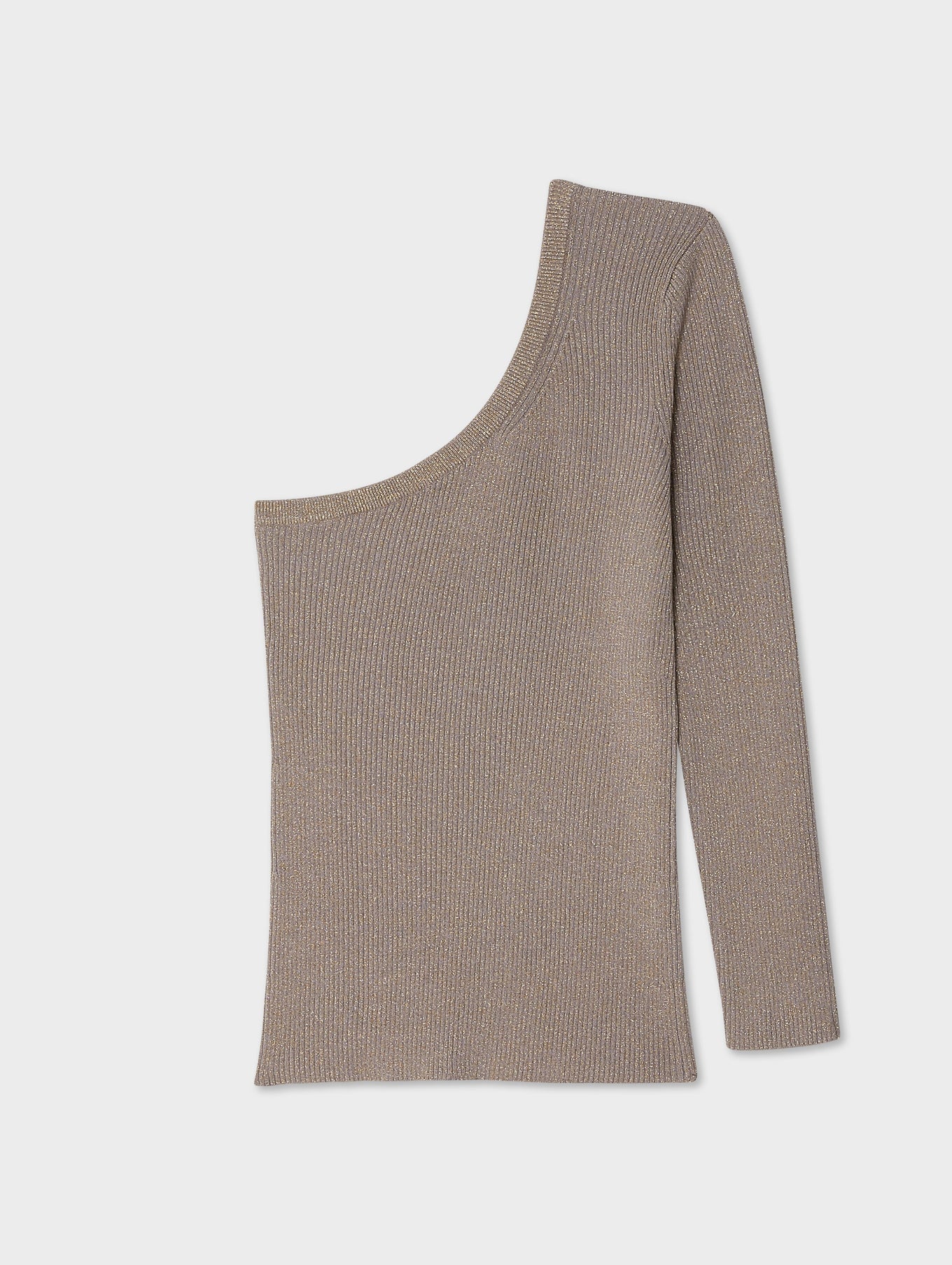 Metallic Shine Ribbed One Shoulder Top