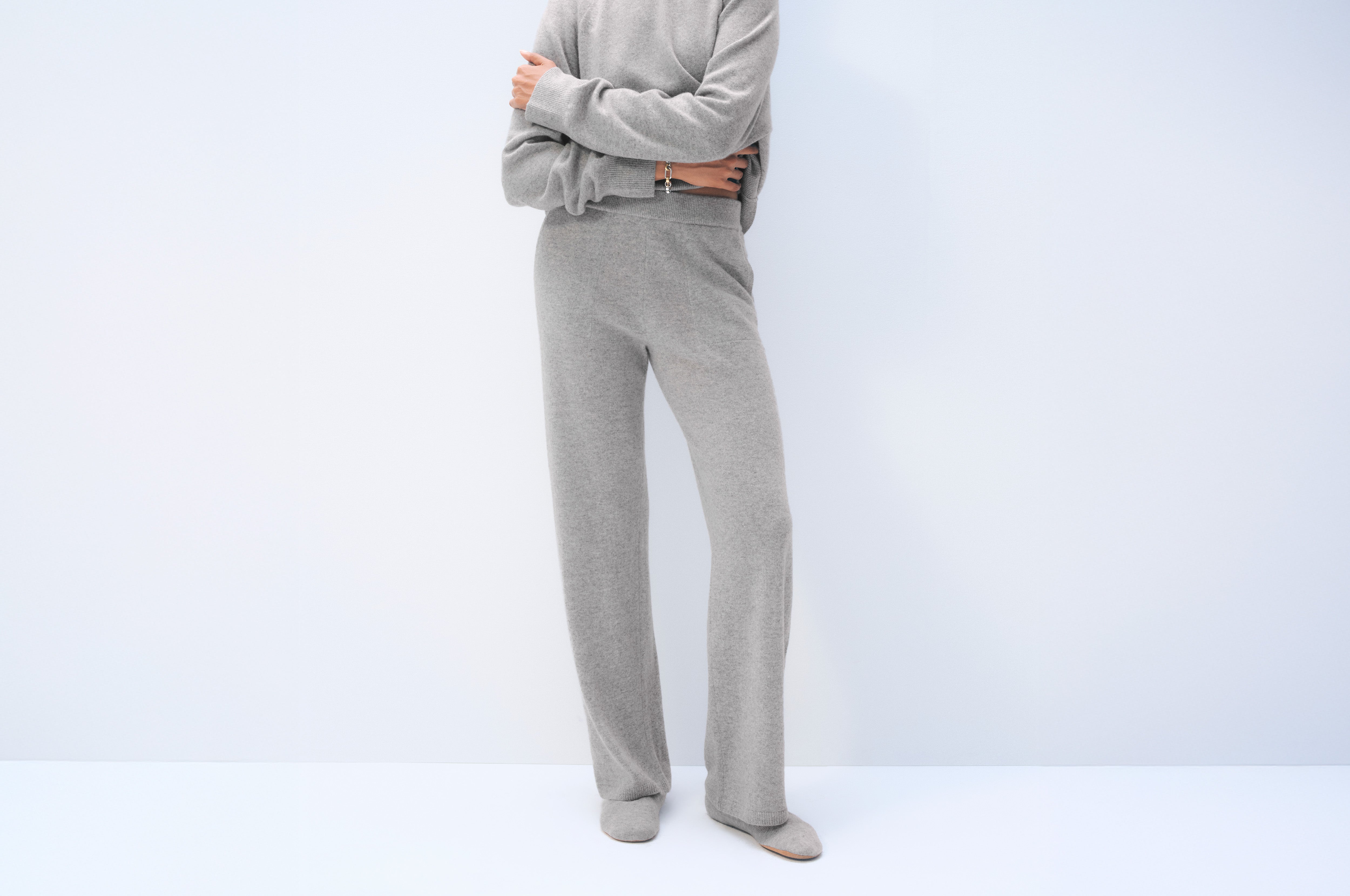 Cashmere Wide Leg Pant | Grey Heather