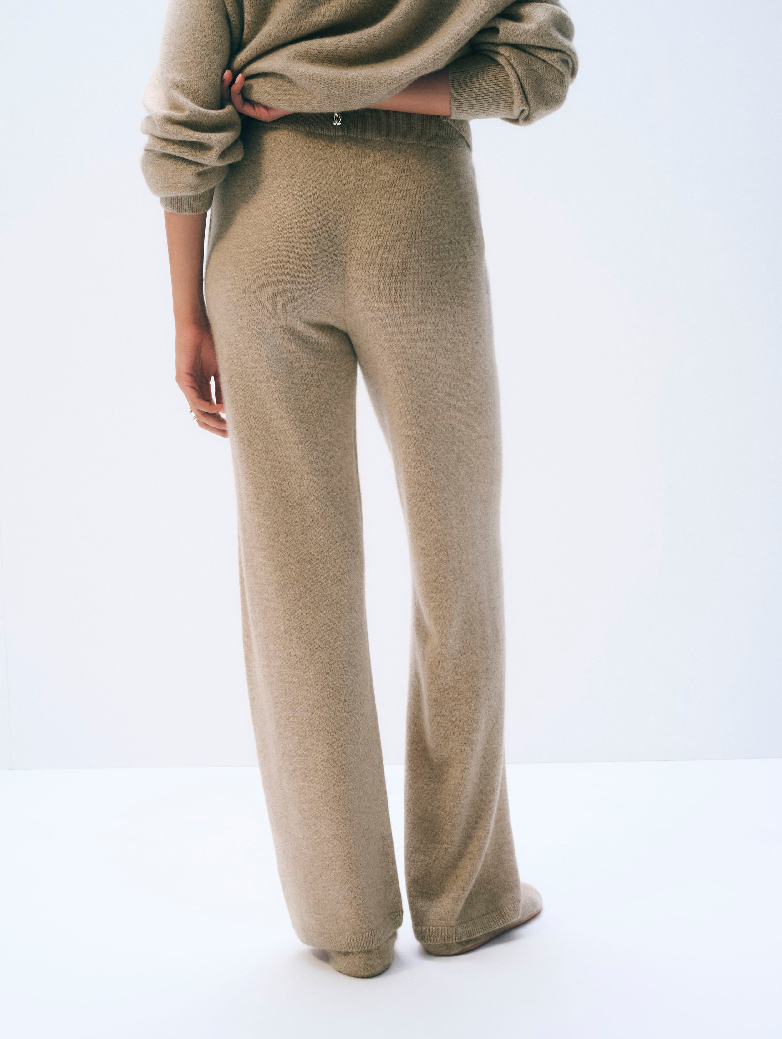 Cashmere Wide Leg Pant | Taupe Heather