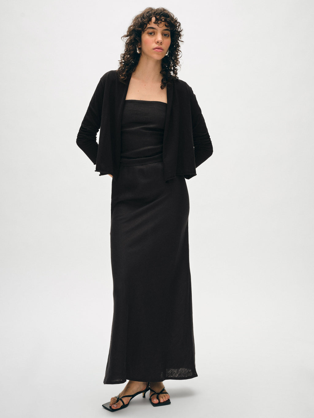 Organic Cotton Cropped Trapeze Cardigan White + Warren