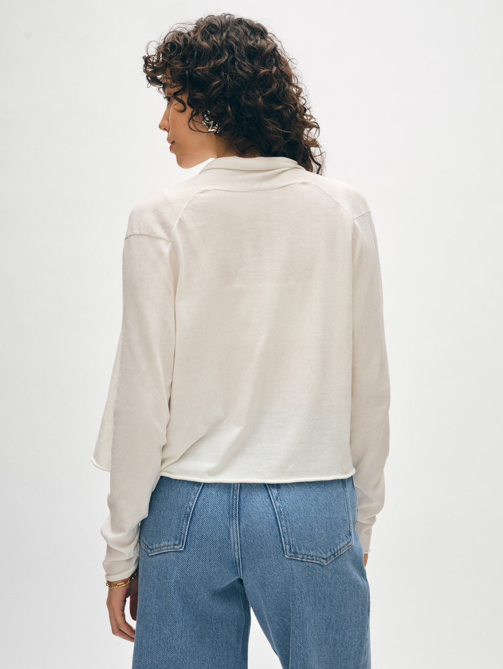 Organic Cotton Cropped Trapeze Cardigan White Warren