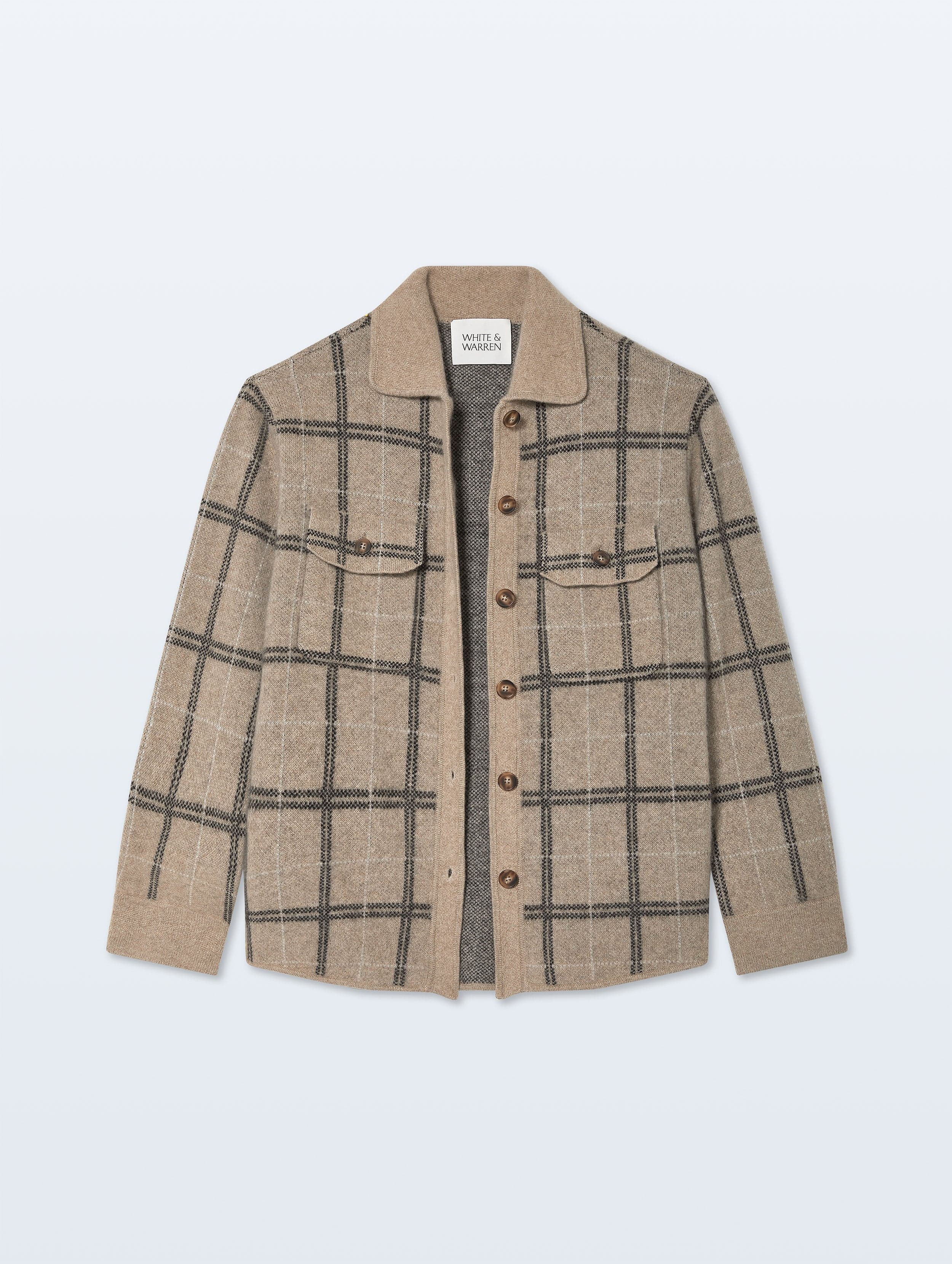 Cashmere Luxe Button Down Shacket | Taupe Combo