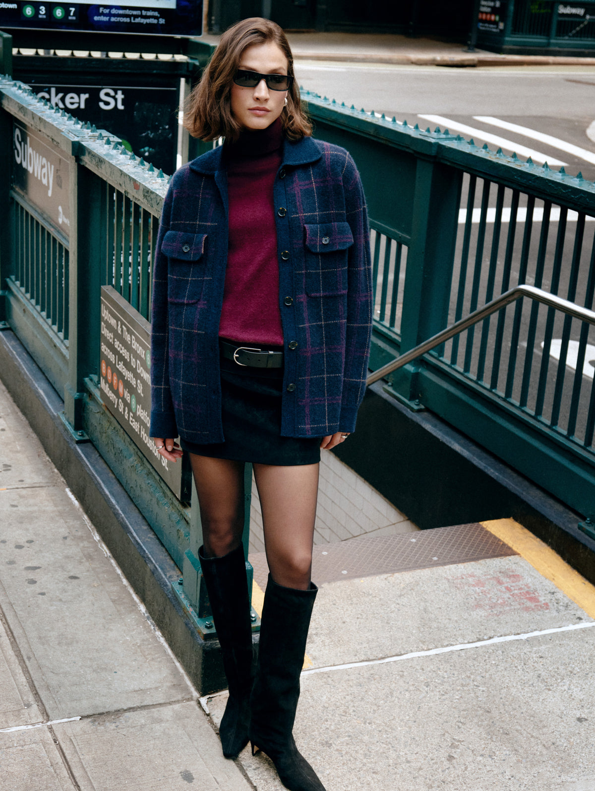Cashmere Rib Trim Easy Turtleneck | Sangria