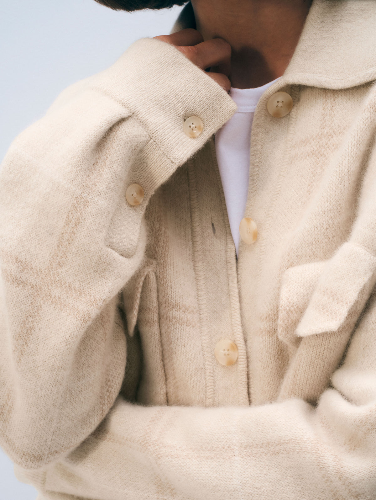 Cashmere Luxe Button Down Shacket | Natural Combo