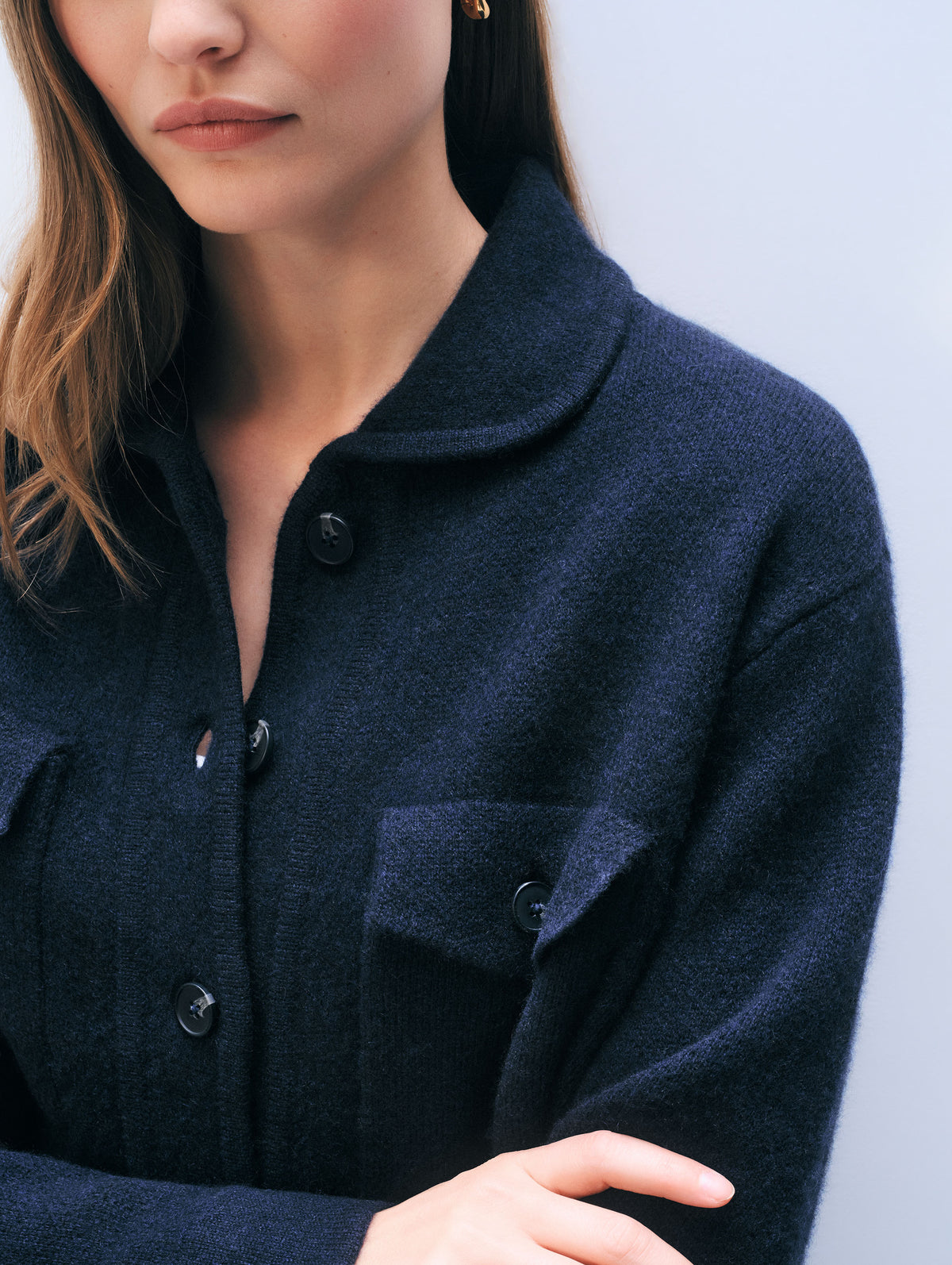 Cashmere Luxe Button Down Shacket | Deep Navy