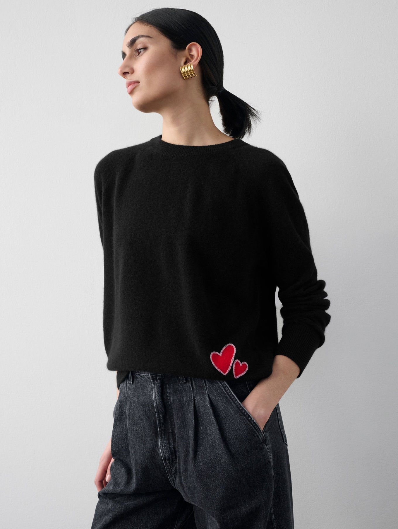 Cashmere Embroidered Heart Sweatshirt