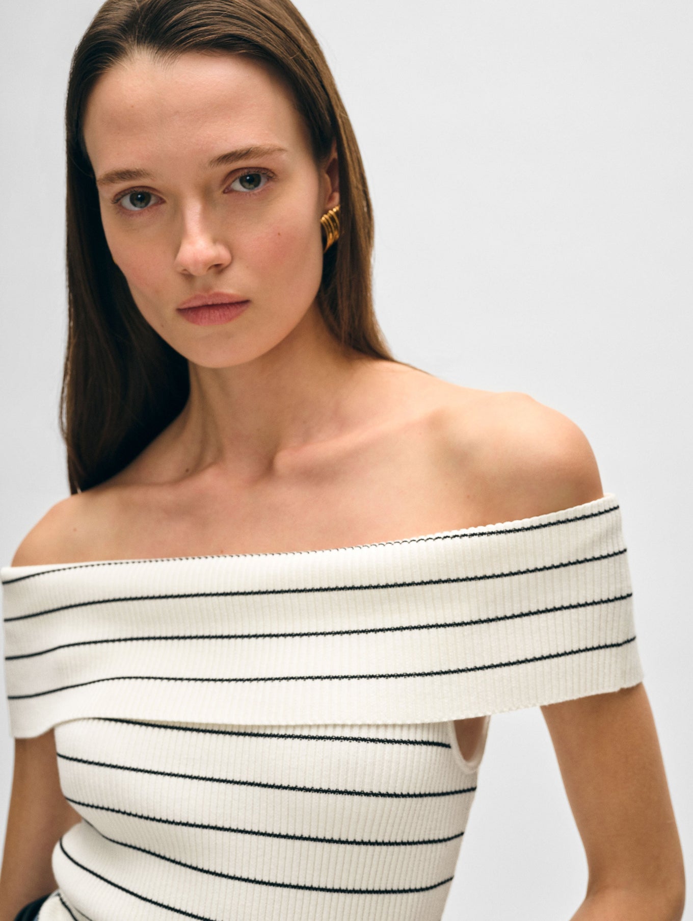 Organic Cotton Ribbed Off The Shoulder Top