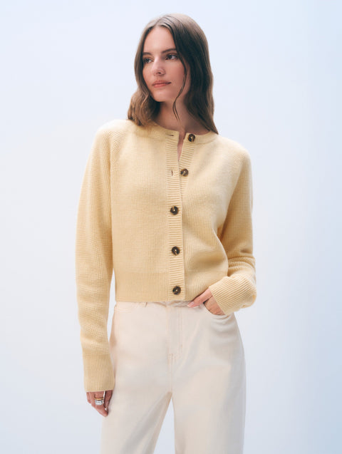 Cashmere Short Sleeve Cardigan | Pink Sand