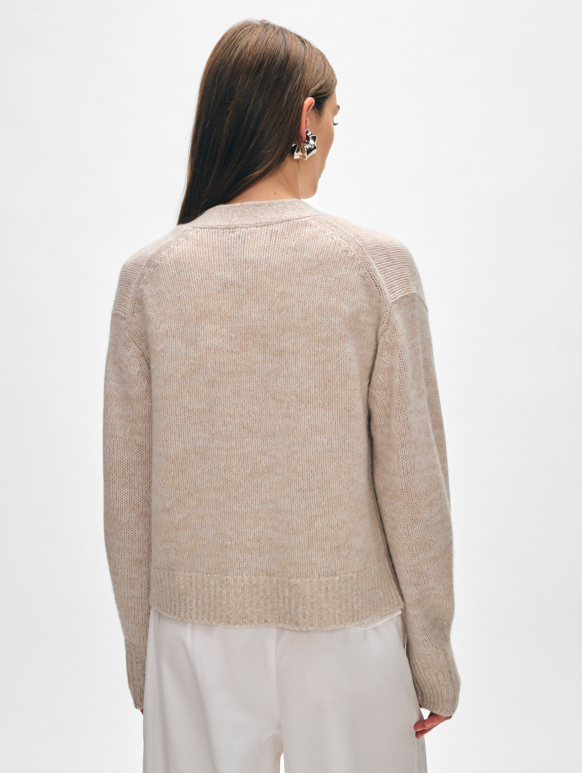 Cashmere Marled Open Cardigan White Warren