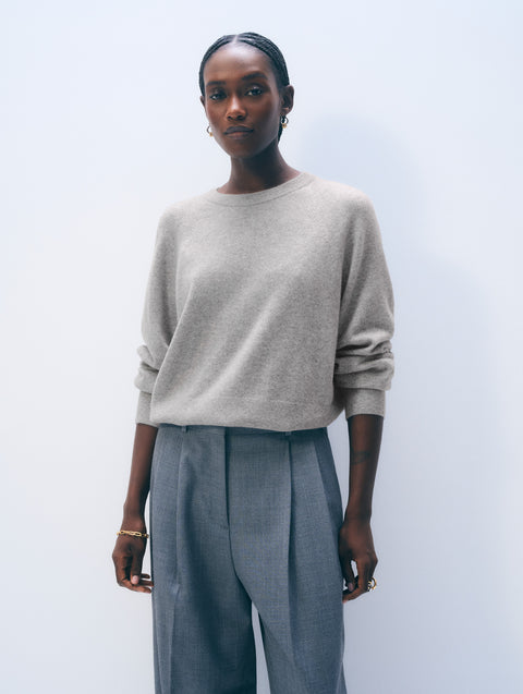Cashmere Wide Leg Pant | Grey Heather