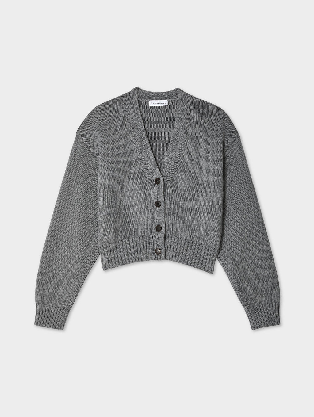 Organic Cotton V Neck Cardigan White Warren