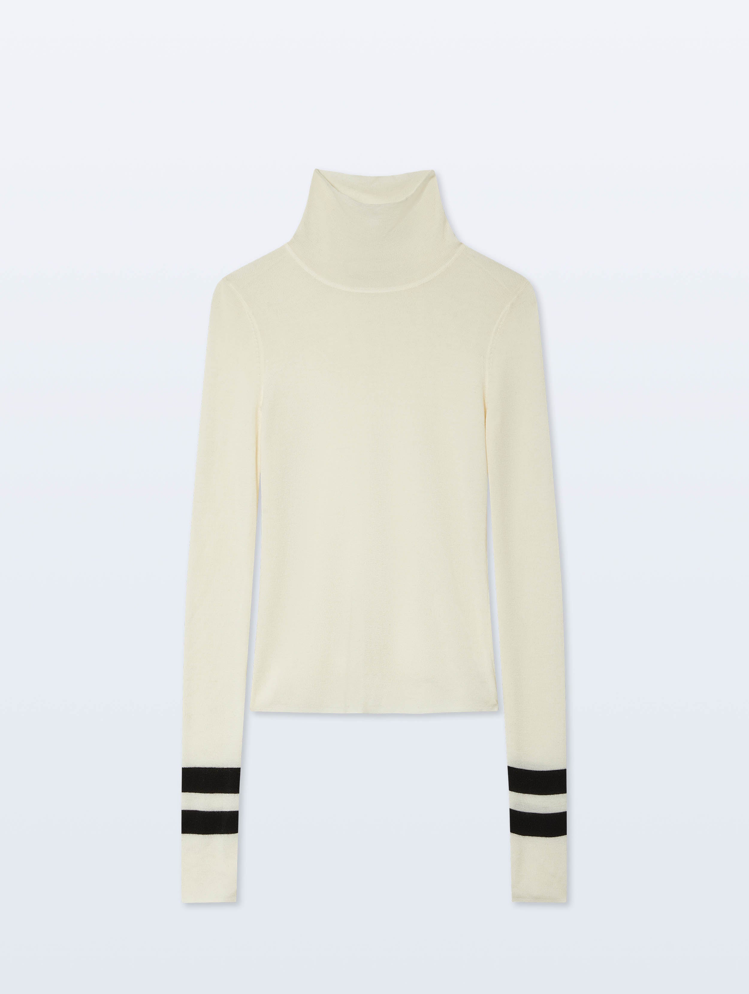 Superfine Merino Fitted Turtleneck | Cream/Black