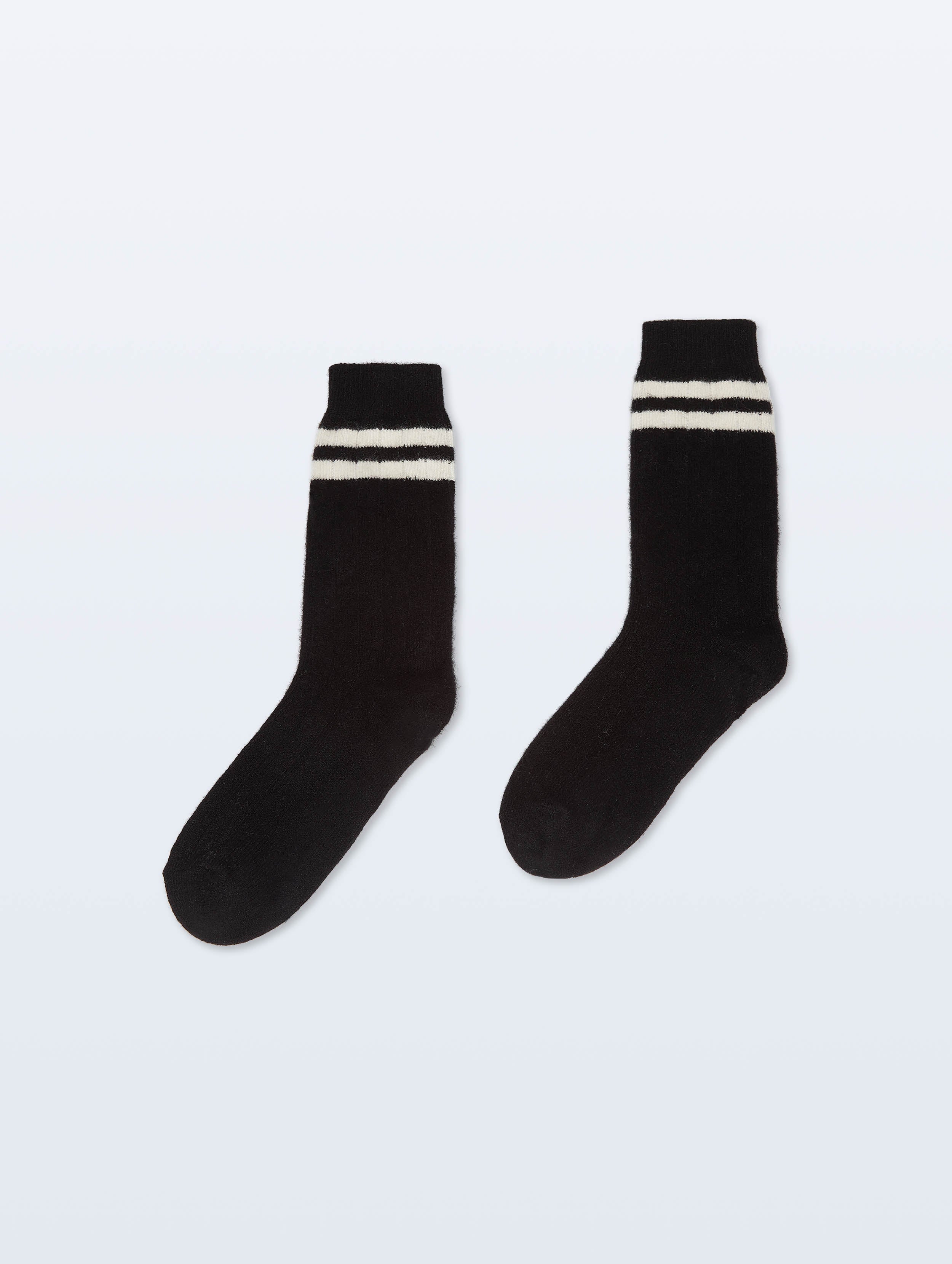 Cashmere Ribbed Socks | Black/Soft White