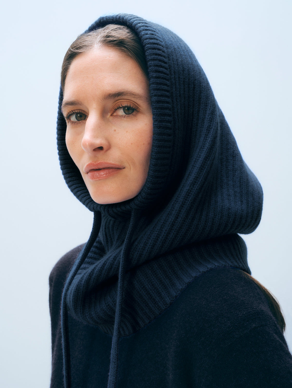 Cashmere Ribbed Balaclava | Deep Navy