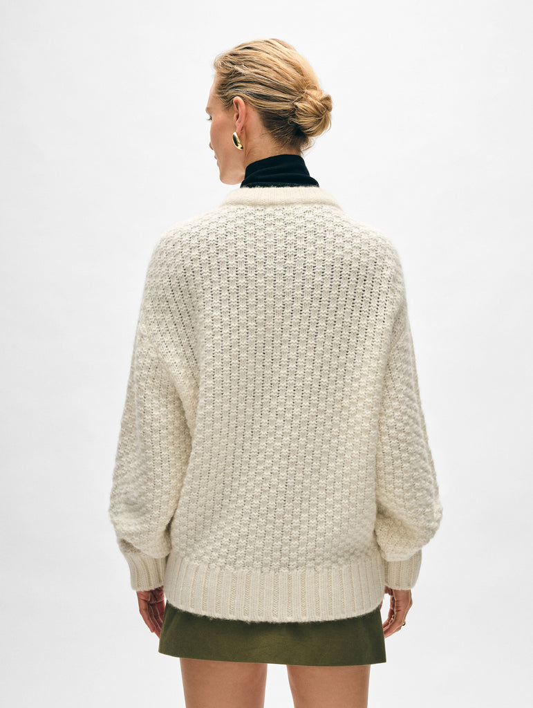 Alpaca Blend Cardigan | White + Warren