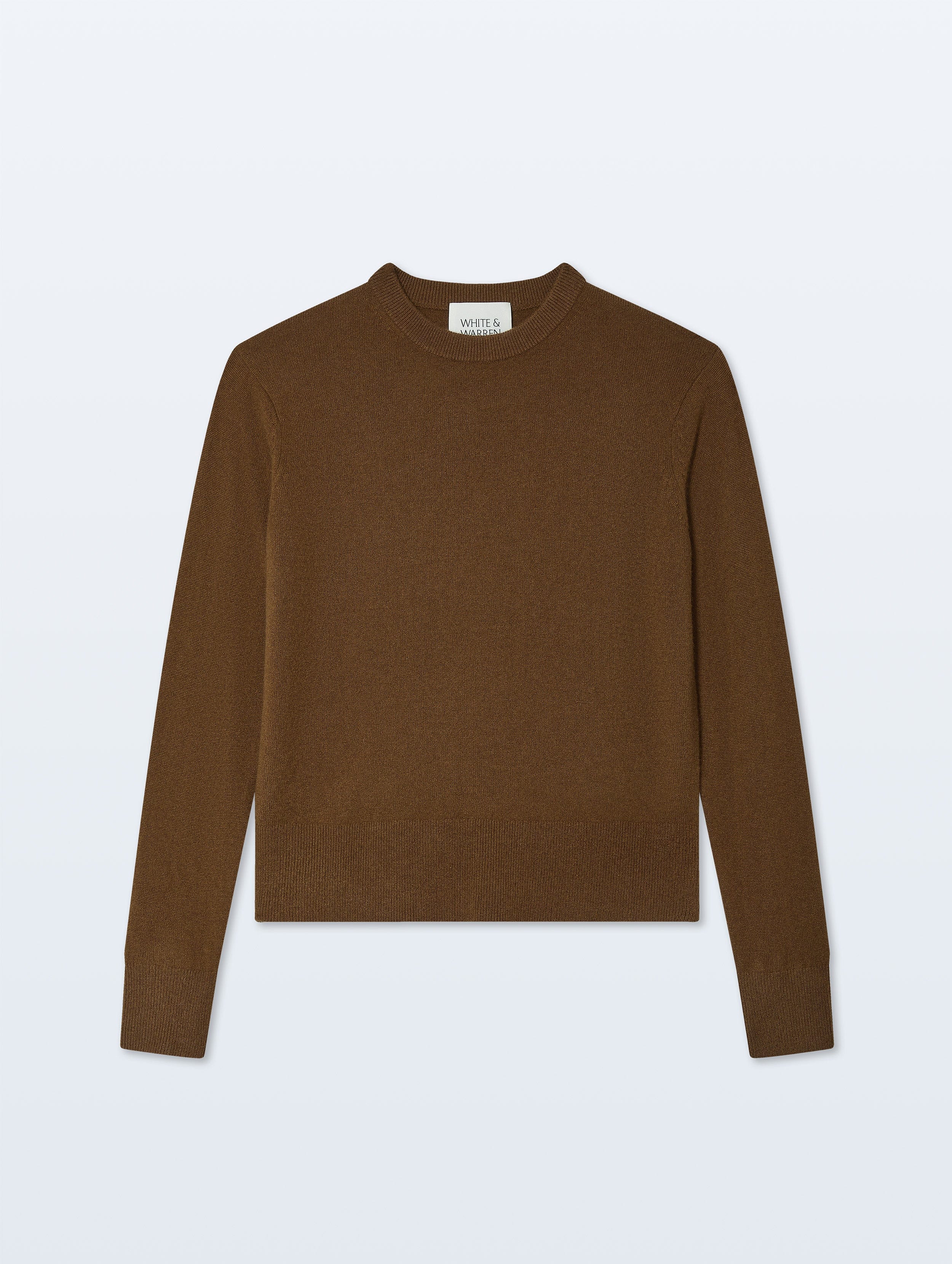 トップス GOLD PURE CASHMERE CREWNECK KNIT GL90200 Cashmere Crewneck | Golden Brown