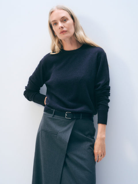 Cashmere Blend Cropped Ribbed Crewneck
