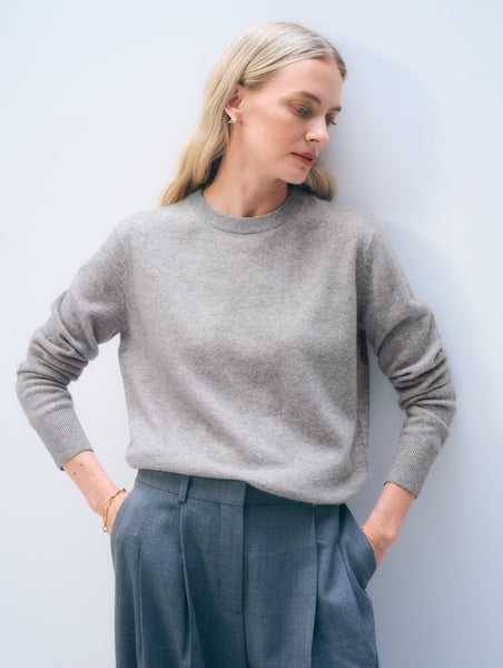 Cashmere Crewneck | Grey Heather