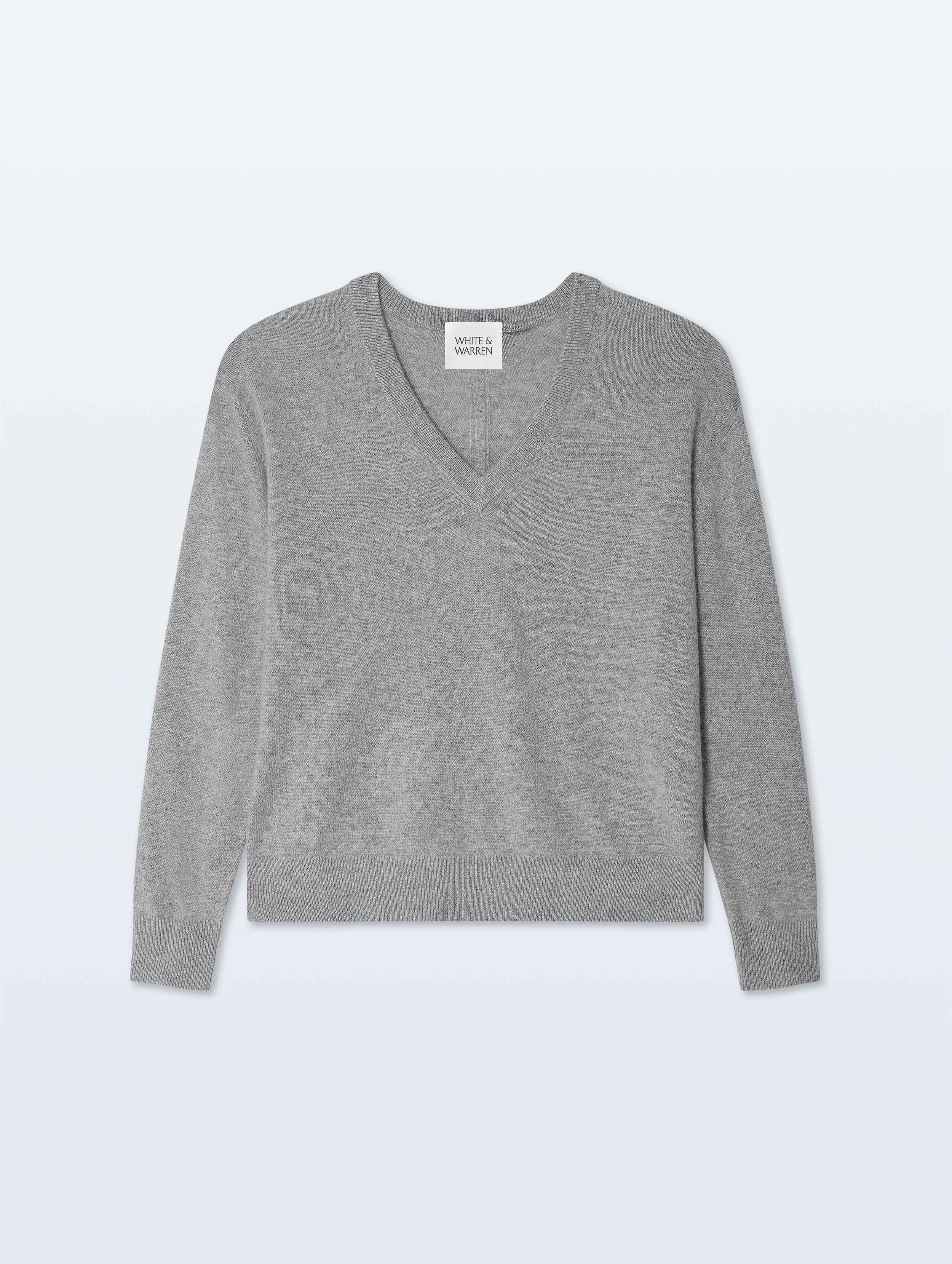 Cashmere V Neck | Grey Heather