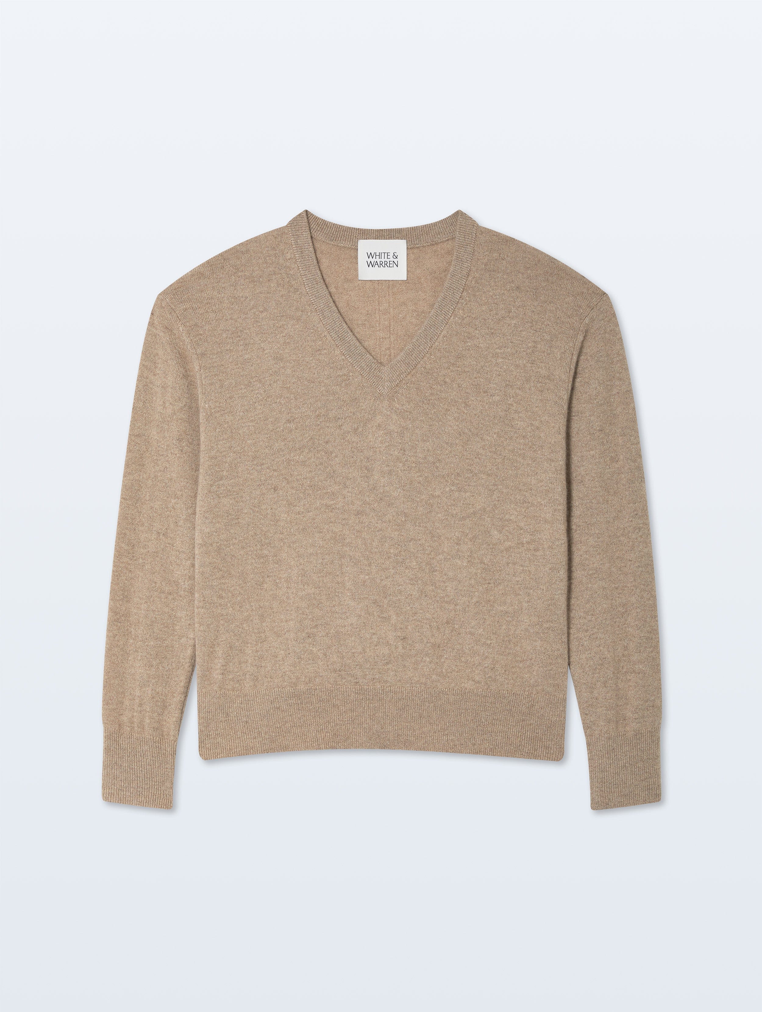Cashmere V Neck | Taupe Heather