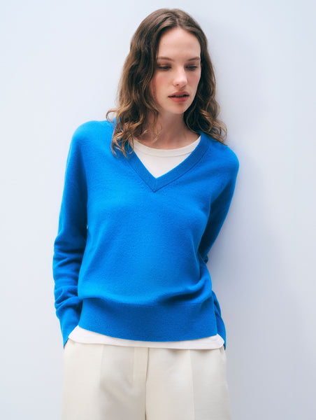 Cashmere V Neck | Bright Azure