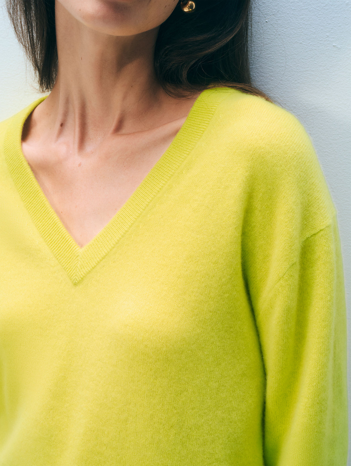 Cashmere V Neck | Citric Yellow