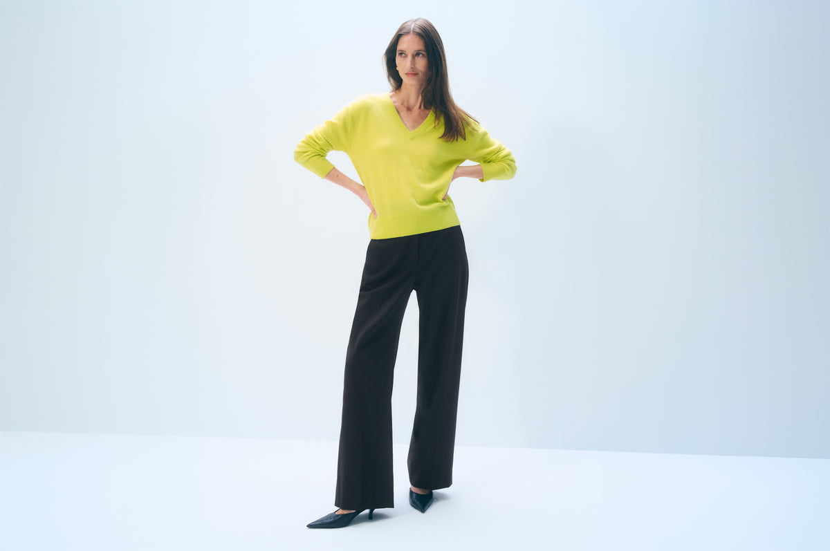 Cashmere V Neck | Citric Yellow
