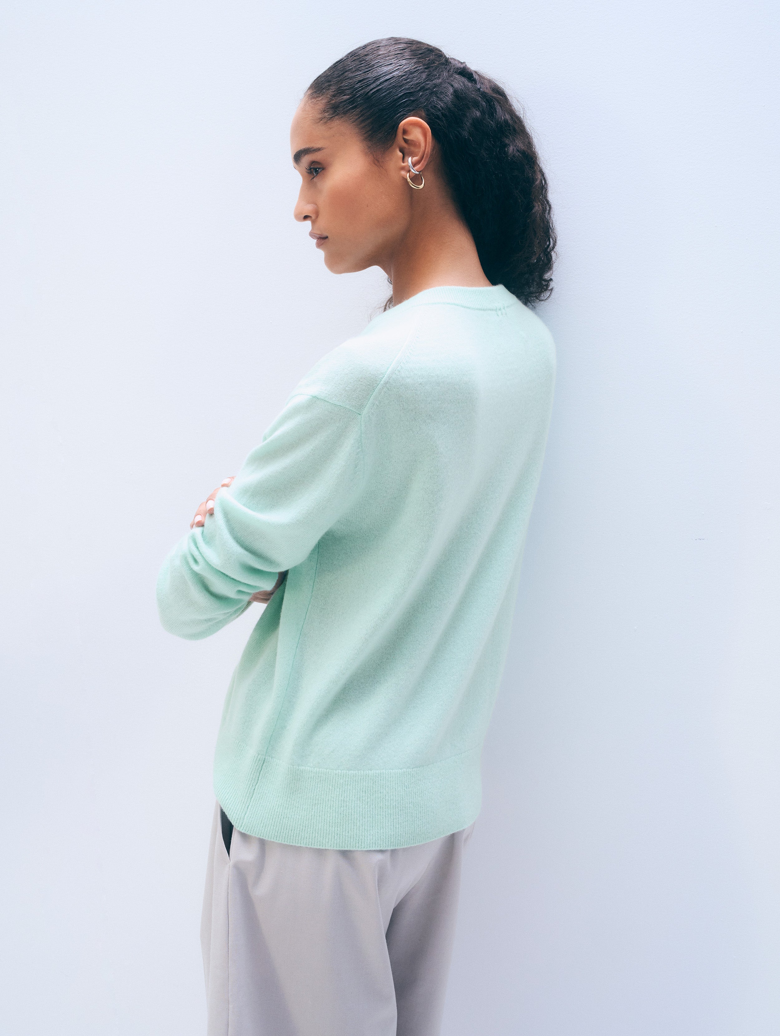 Cashmere V Neck | Light Aqua
