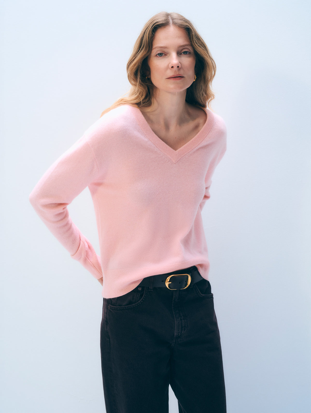 Cashmere V Neck | Rose Petal