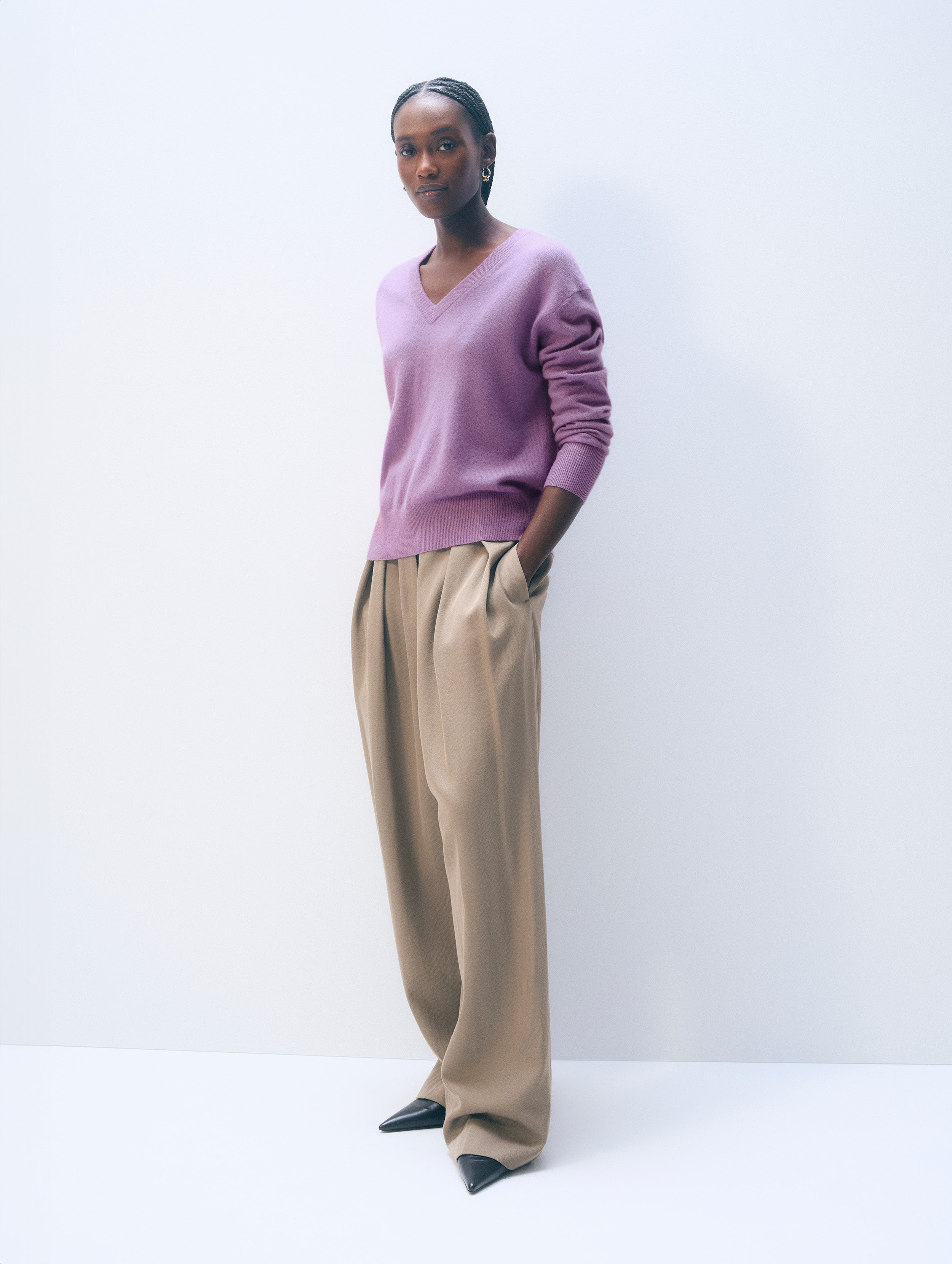Cashmere V Neck | Soft Plum