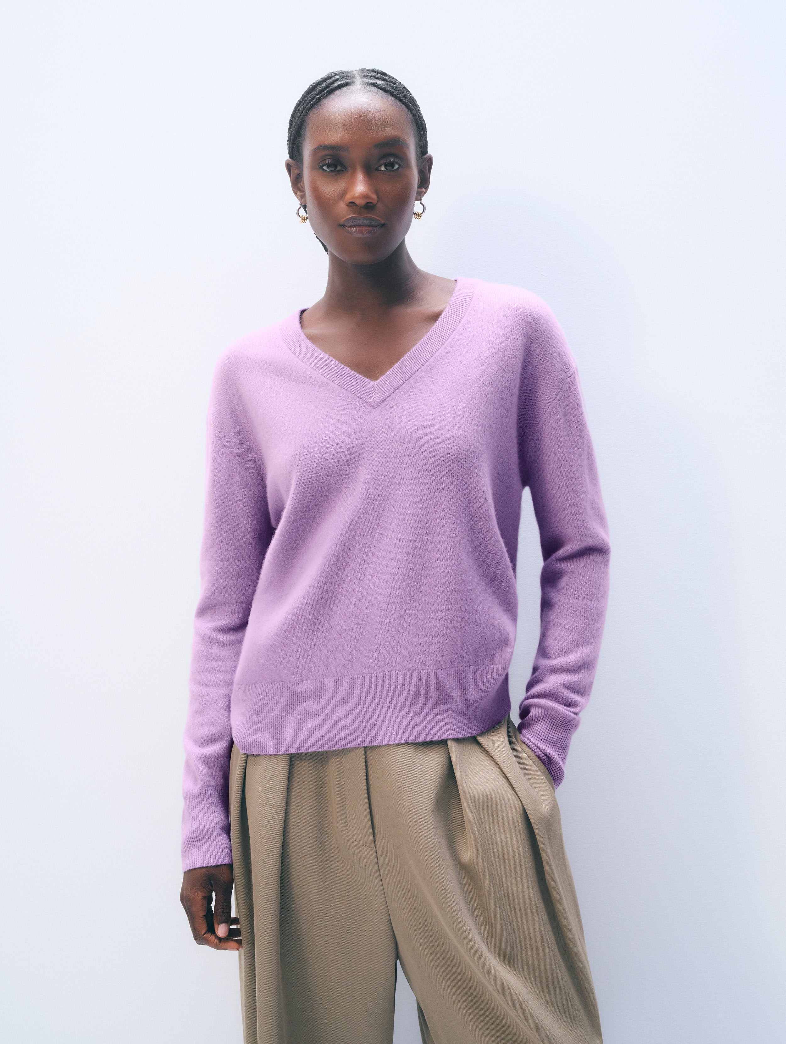 Cashmere V Neck | Soft Plum