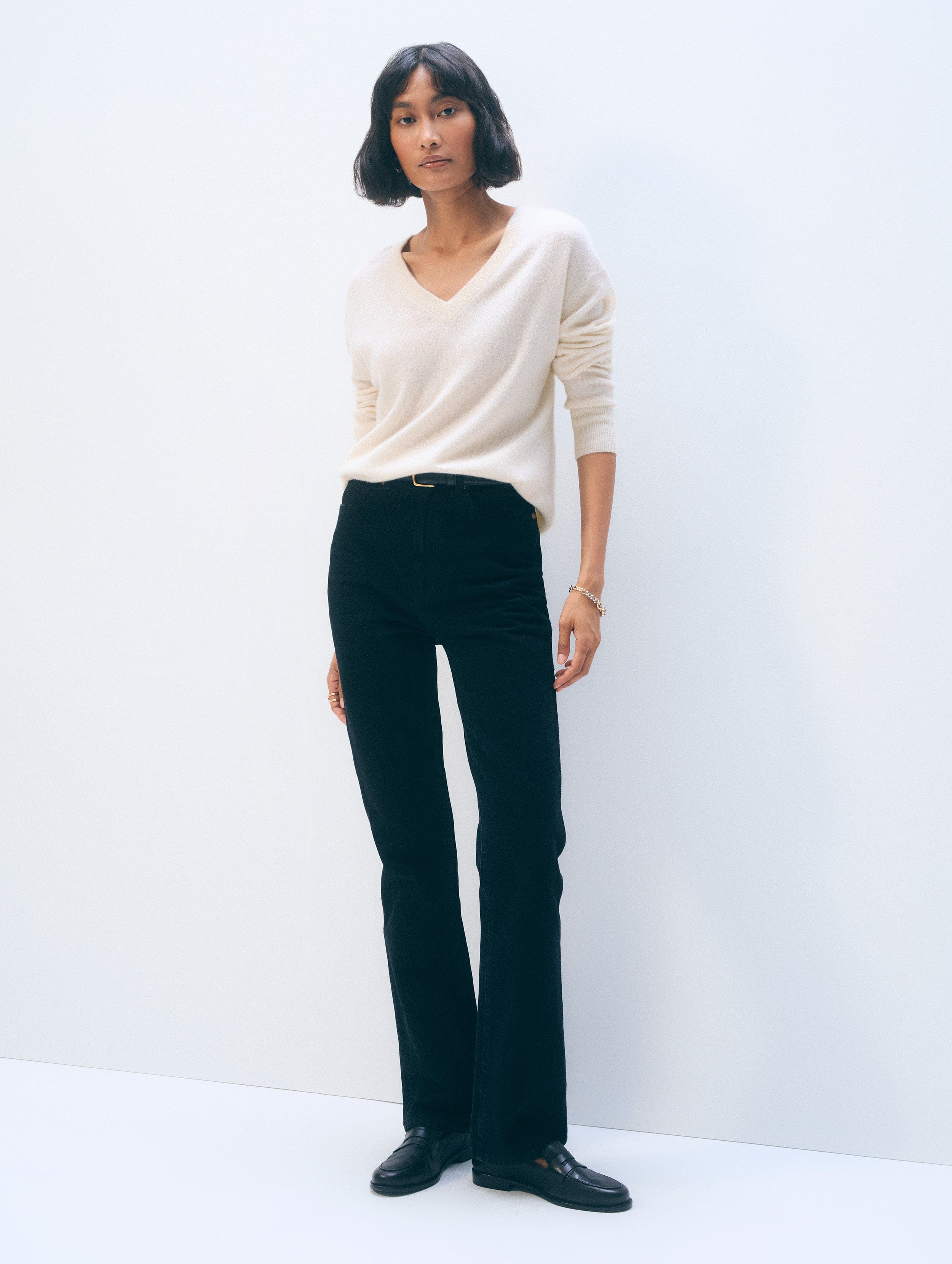 Cashmere V Neck | Soft White