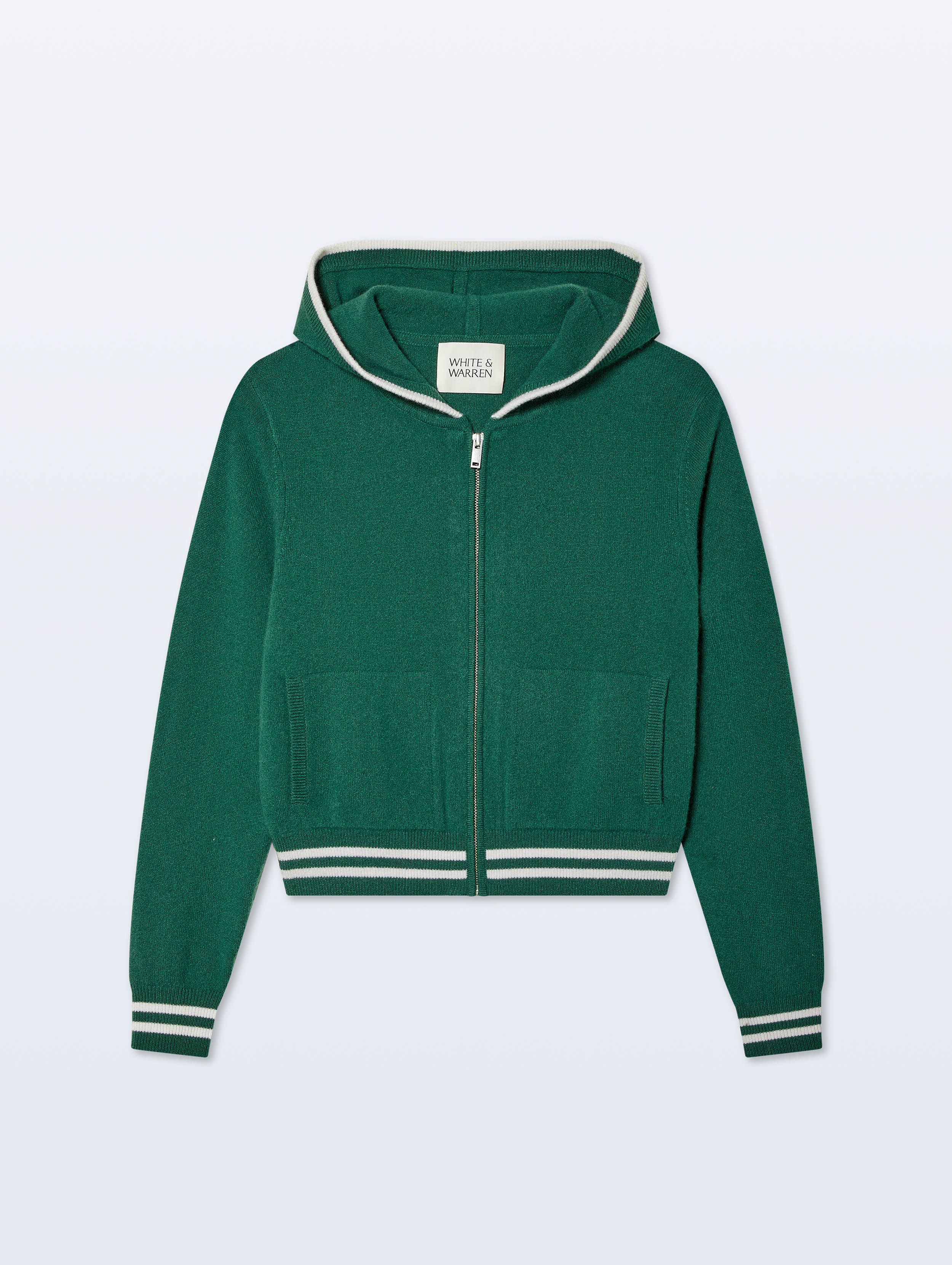 Cashmere Varsity Hoodie | Ivy Green/Soft White