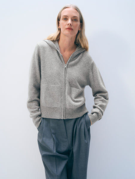 Cashmere Luxe Zip Hoodie | Grey Heather