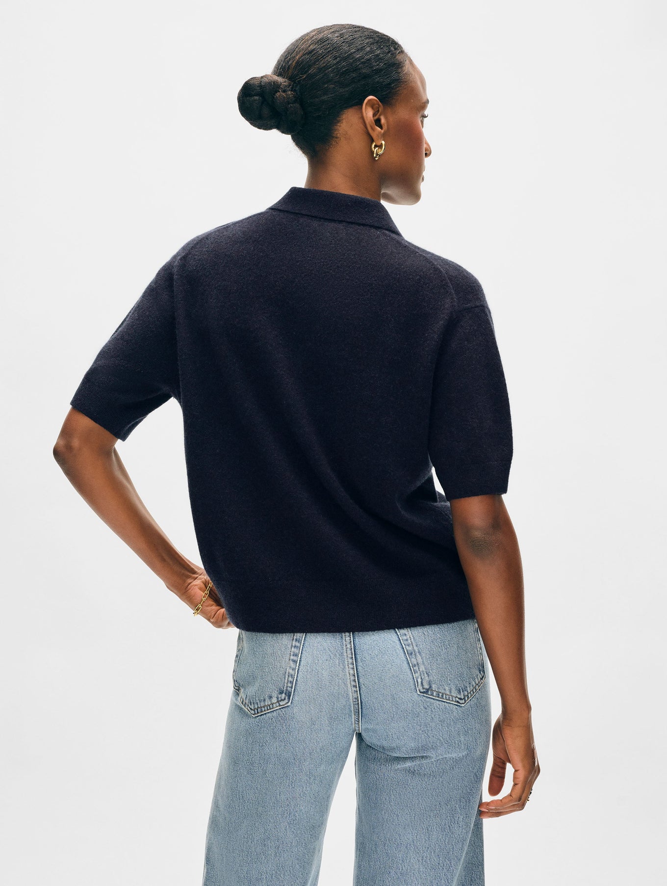 Cashmere Short Sleeve Button Polo