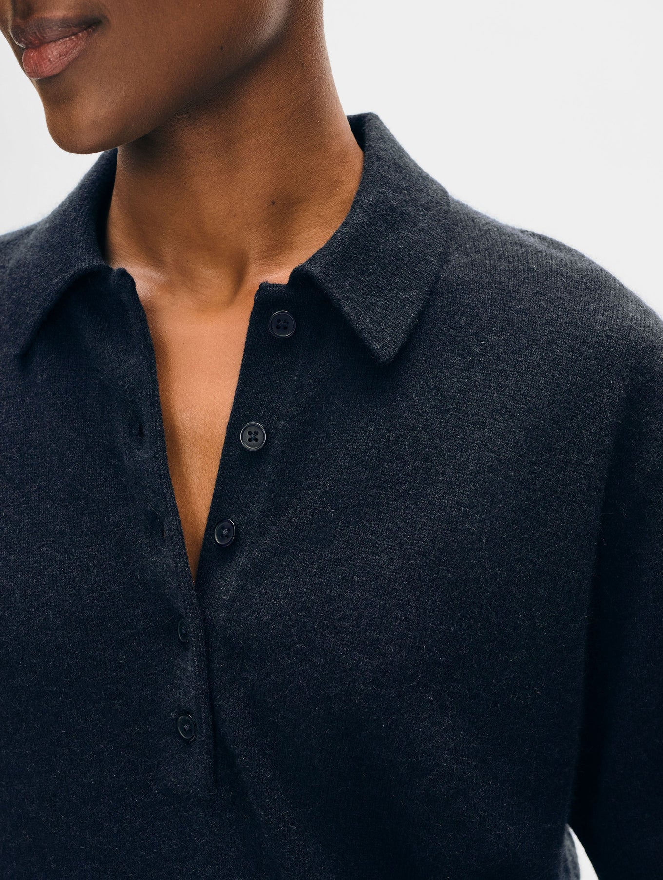 Cashmere Short Sleeve Button Polo
