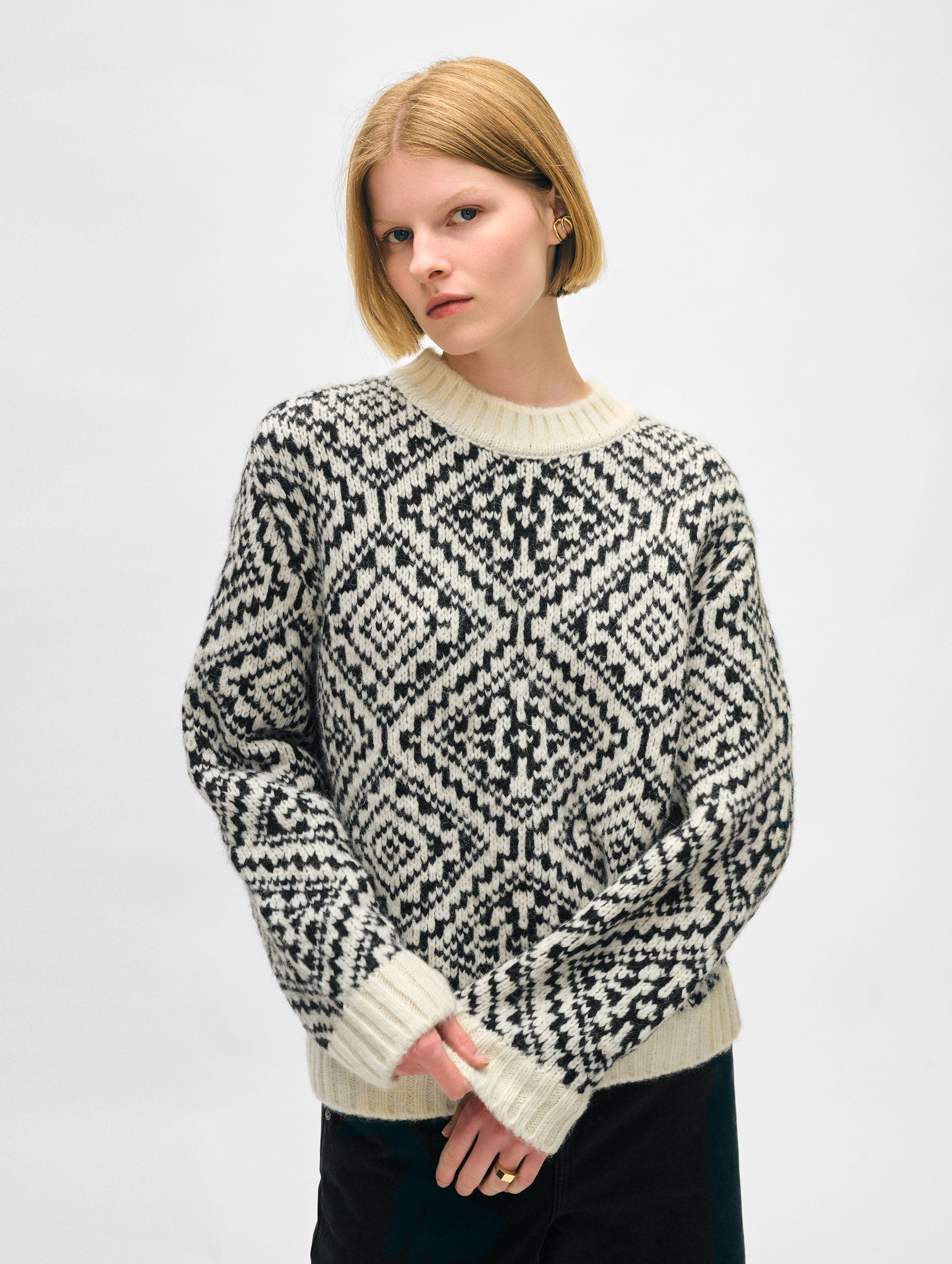 Alpaca Blend Nordic Crewneck | White + Warren Alpaca Blend Nordic Crewneck | White + Warren