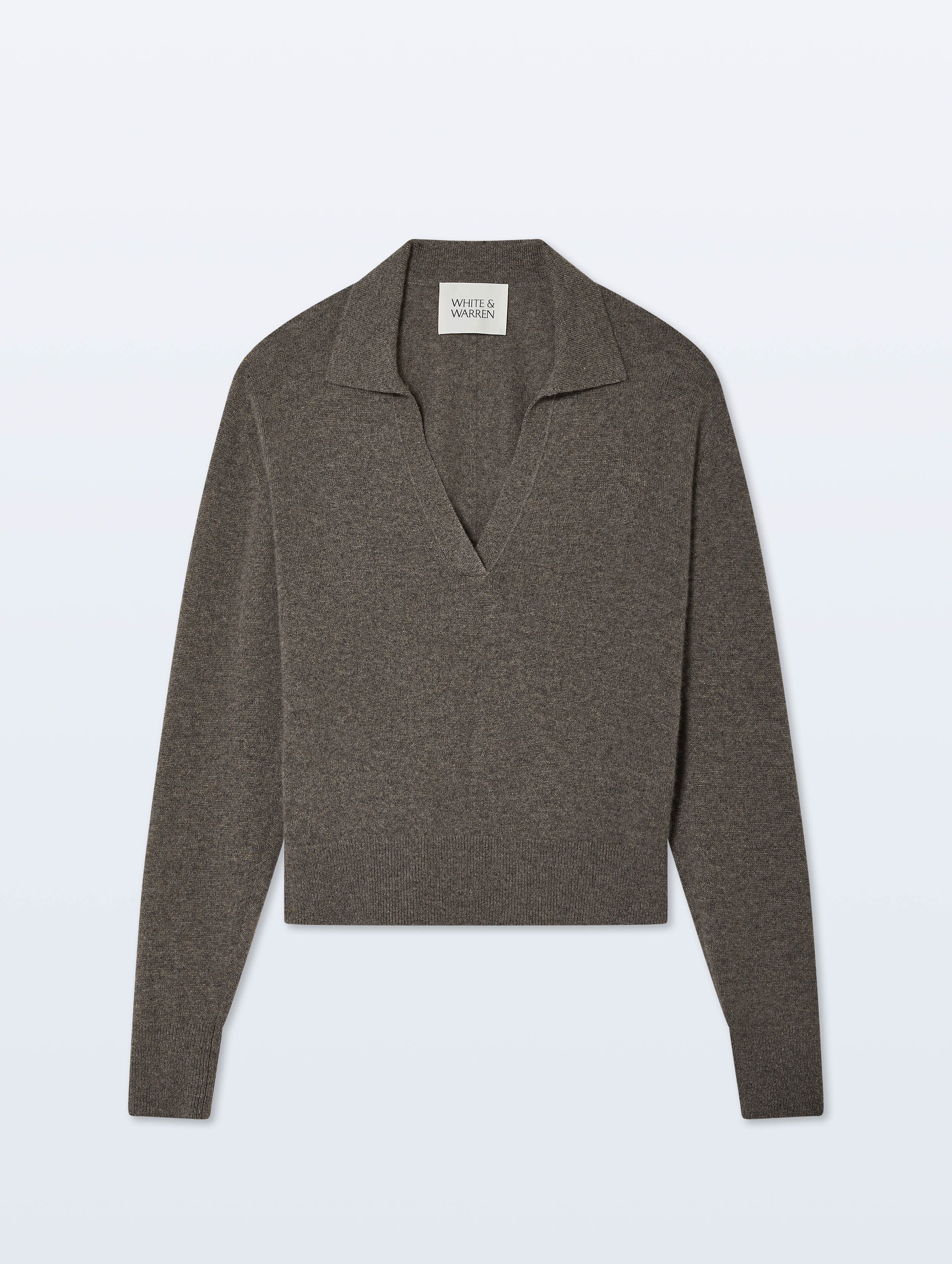 Cashmere Long-Sleeved Polo | Ashen Brown