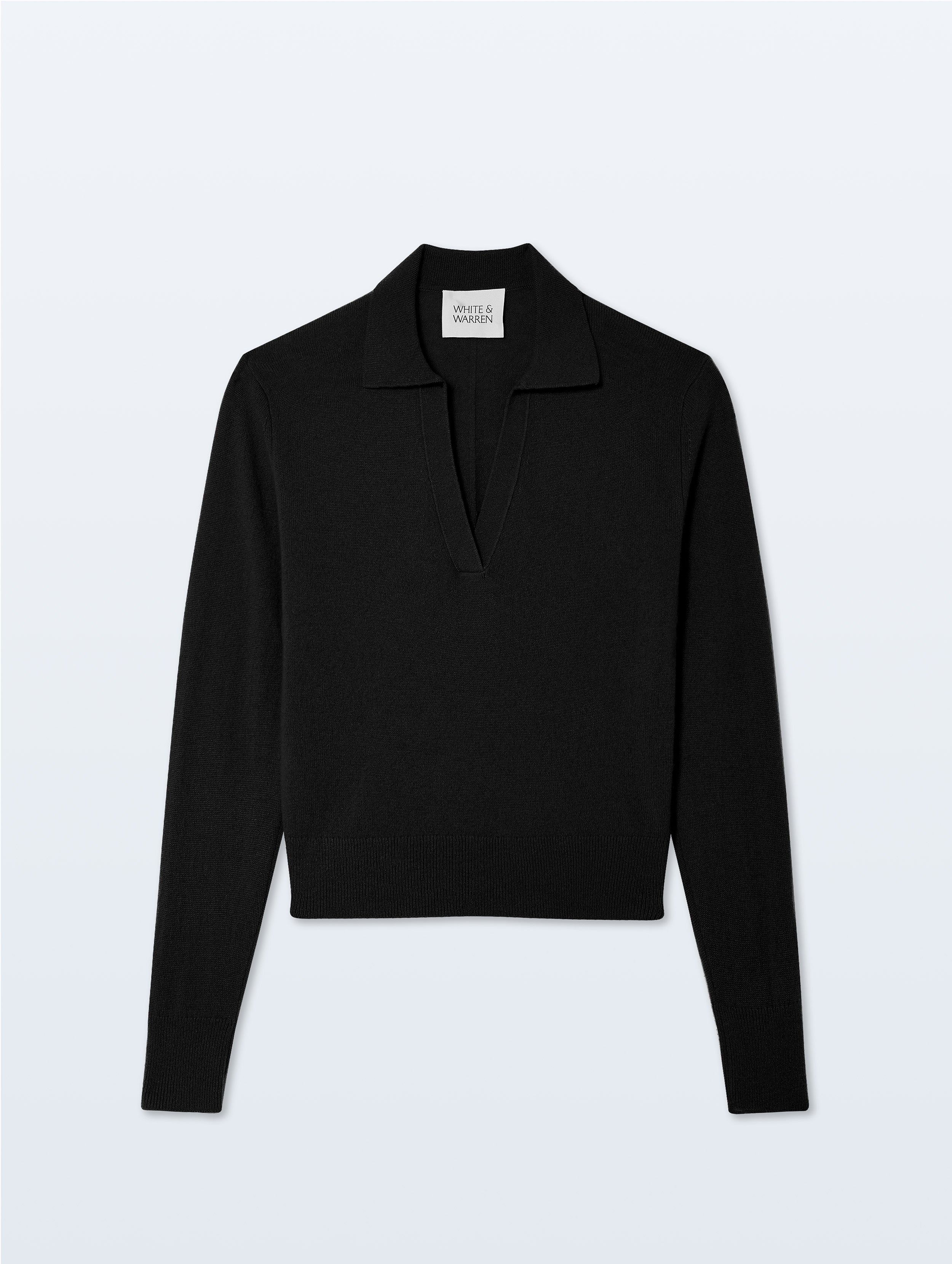 Cashmere Long-Sleeved Polo | Black