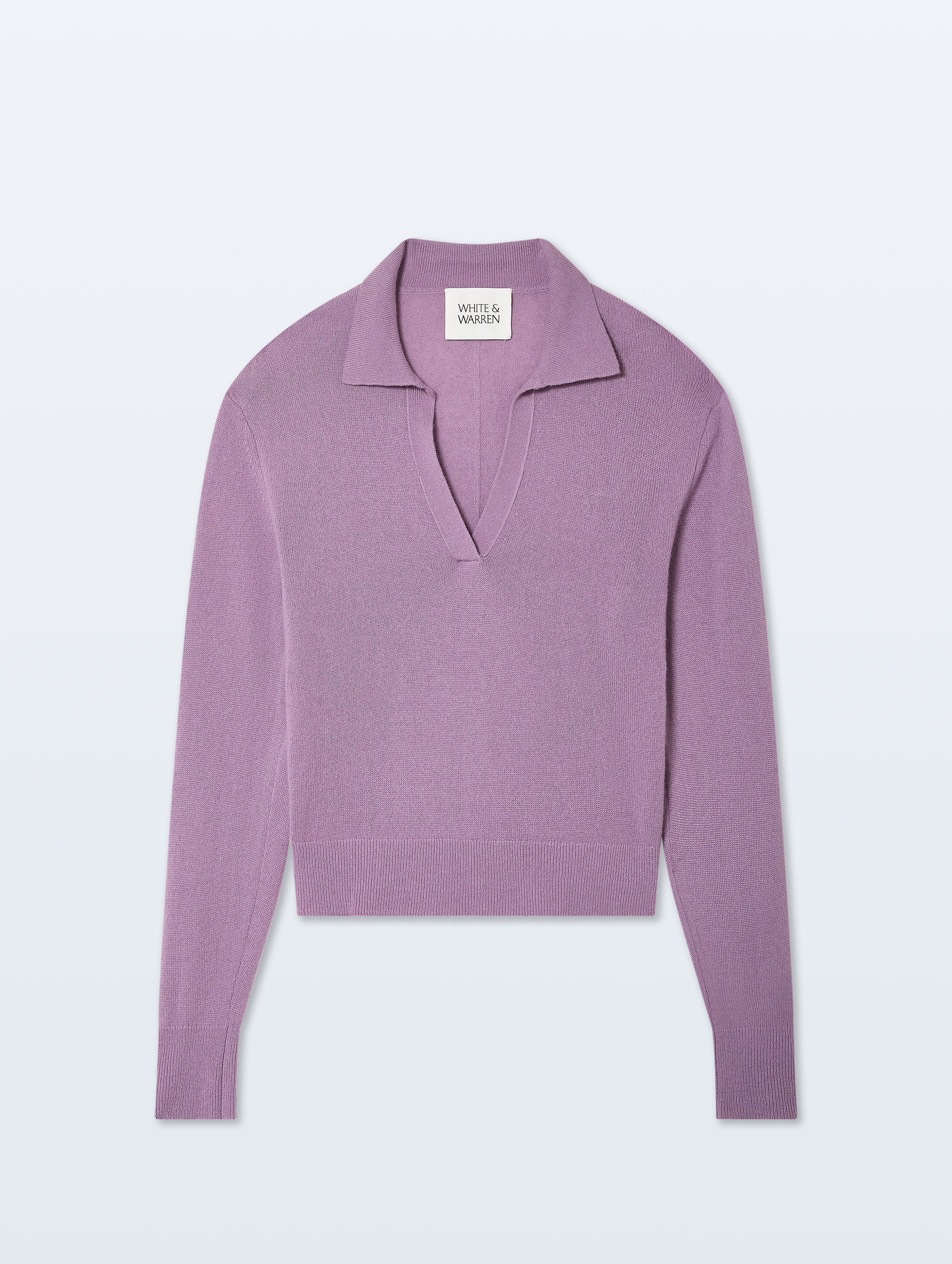 Cashmere Long-Sleeved Polo | Soft Plum