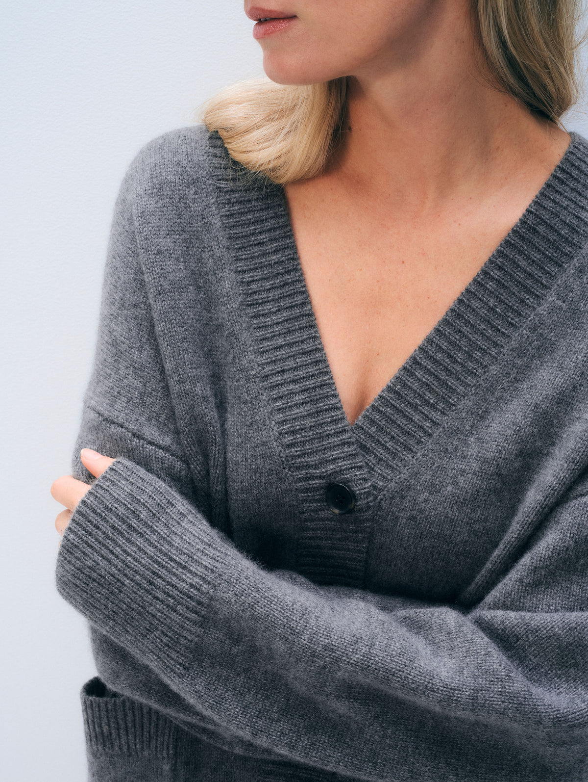 Cashmere Luxe Pocket Cardigan | Graphite Heather