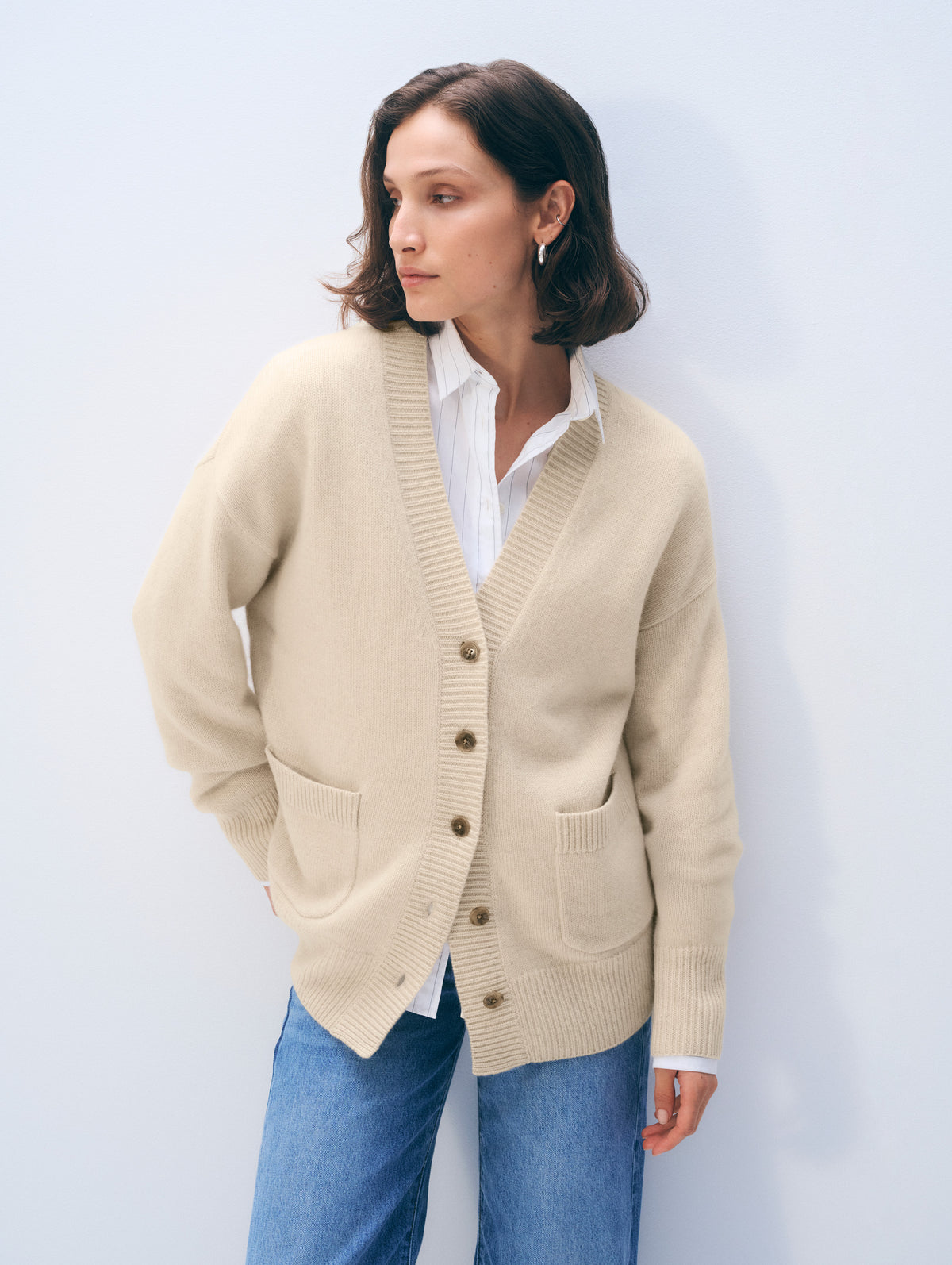 Cashmere Luxe Pocket Cardigan | Natural Heather