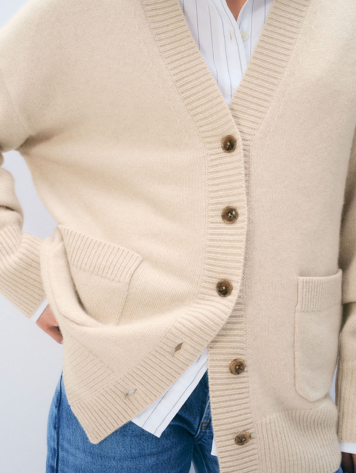 Cashmere Luxe Pocket Cardigan | Natural Heather