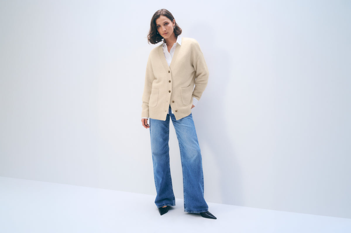 Cashmere Luxe Pocket Cardigan | Natural Heather