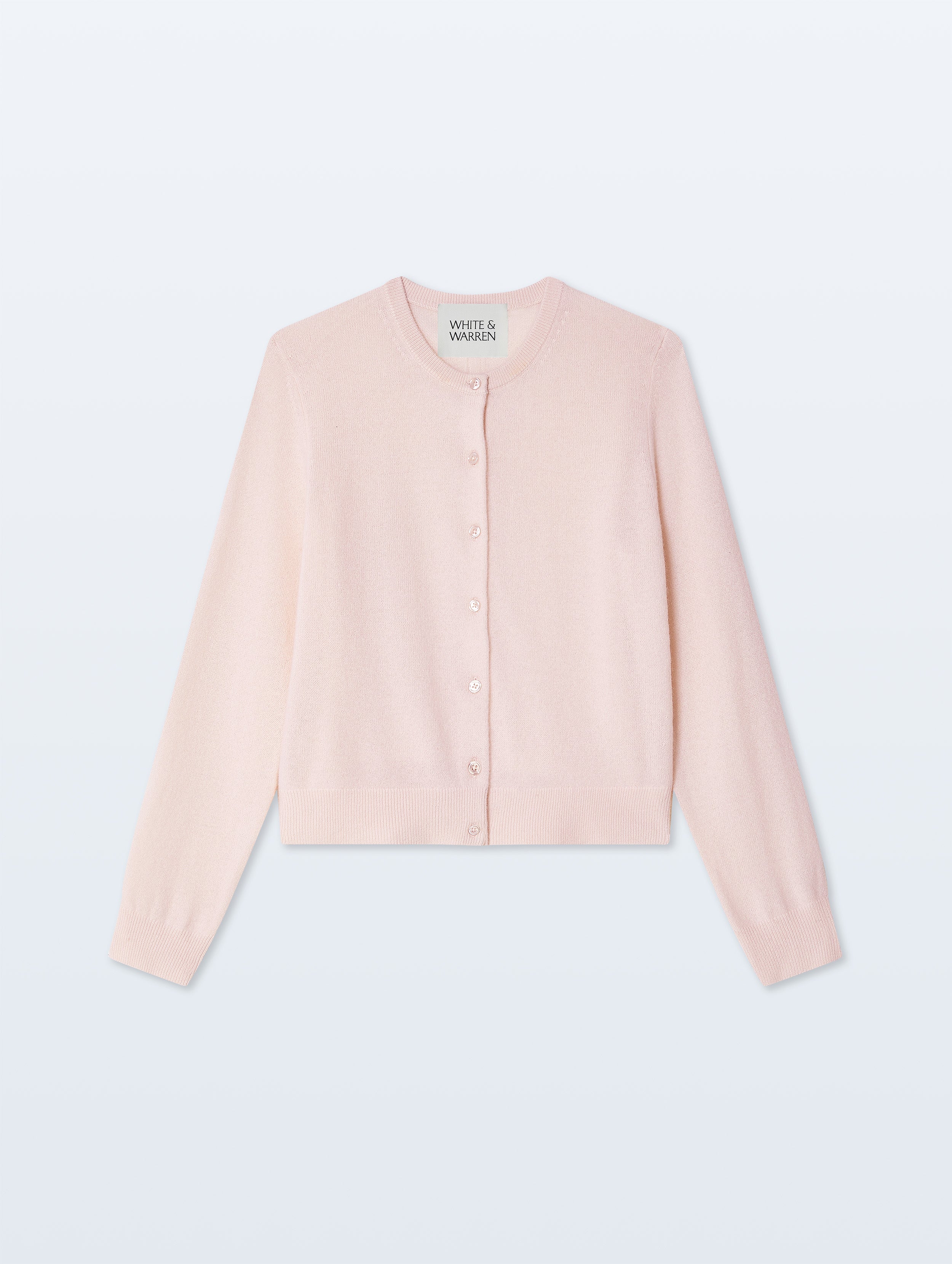 Cashmere Crewneck Cardigan | Pink Sand