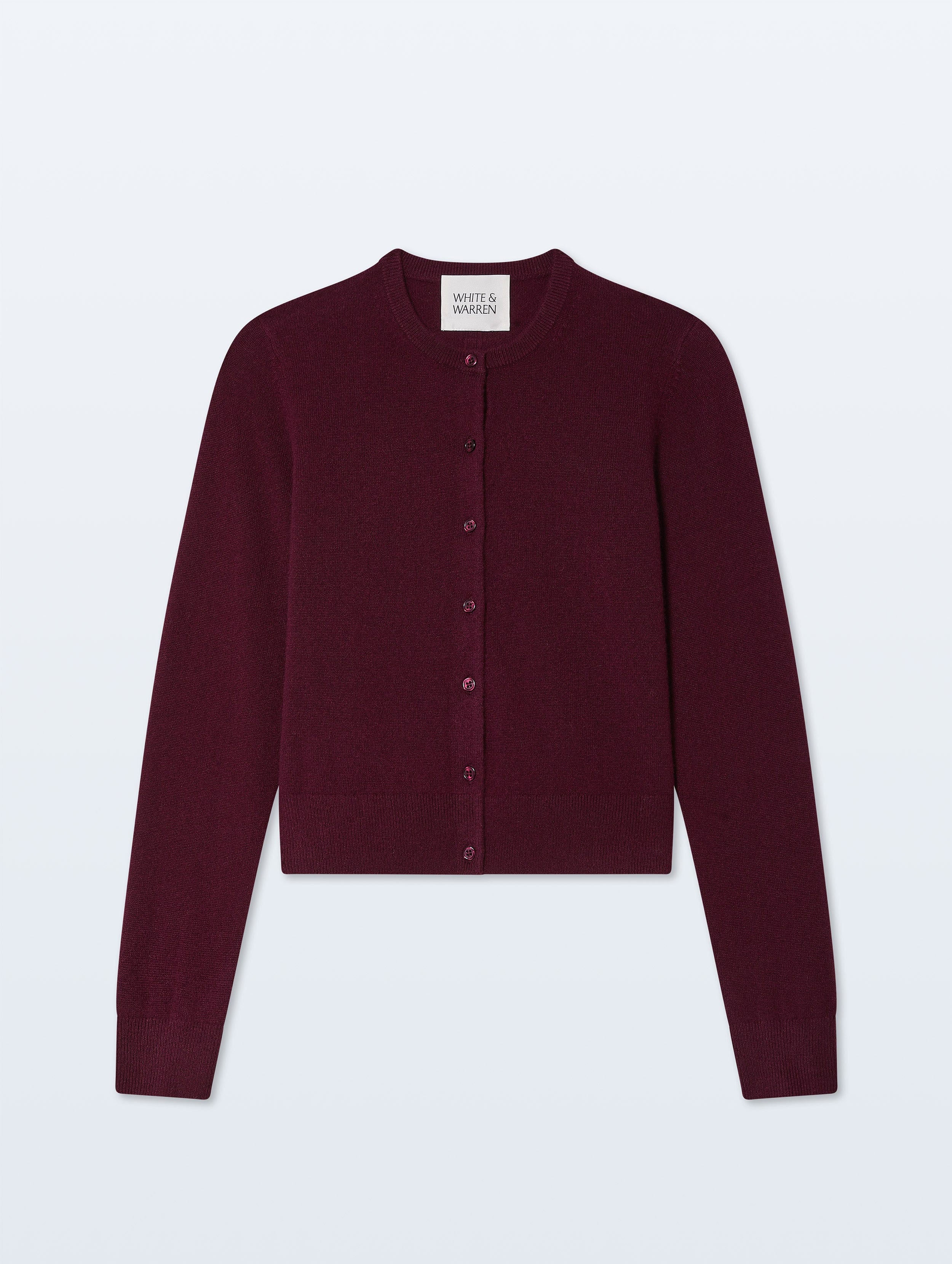 Cashmere Crewneck Cardigan | Sangria