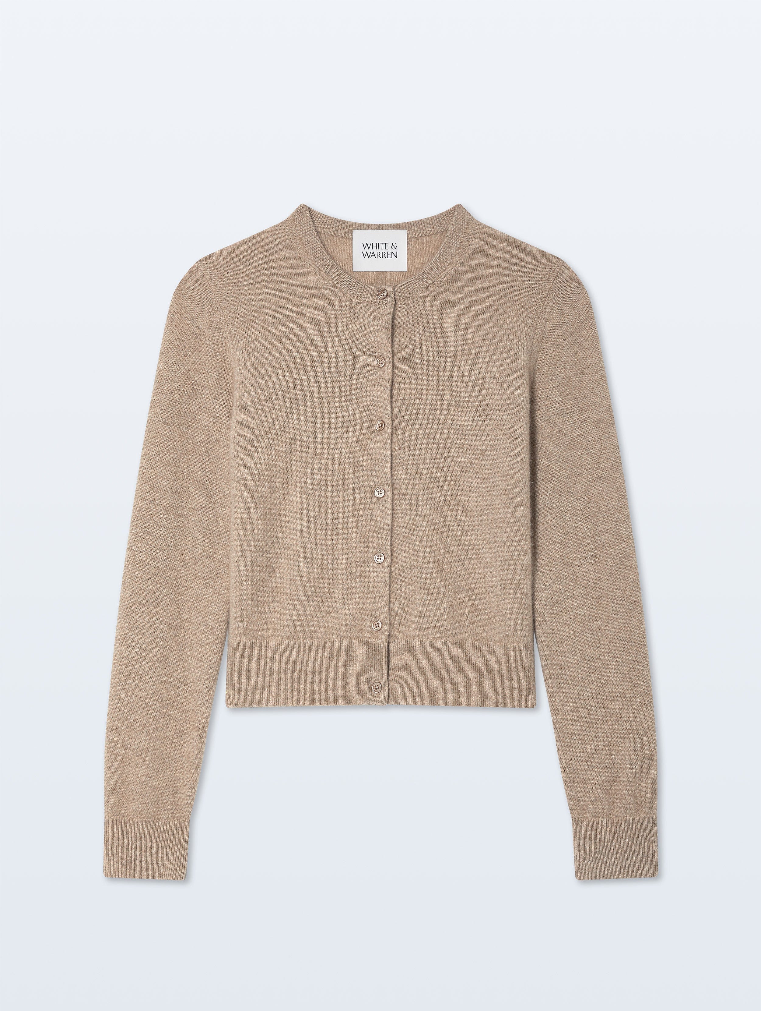 Cashmere Crewneck Cardigan | Taupe Heather